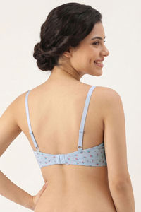 Zivame Padded Non Wired Medium Coverage Tshirt Bra - Blue Ditsy Floral — thumbnail 4